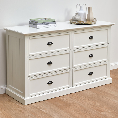 White wood deals 6 drawer dresser